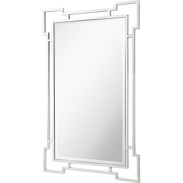 Homeroots 42" Silver Accent Wood Mirror  Glass 403726