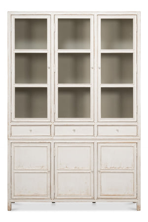Sarreid Simplicity Bookcase - Versatile Six Removable Shelves In Reclaimed Pine With Antique White Wash Finish White  40372