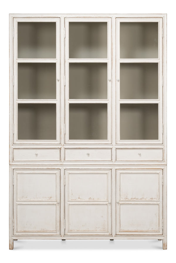 Sarreid Simplicity Bookcase - Versatile Six Removable Shelves In Reclaimed Pine With Antique White Wash Finish White  40372