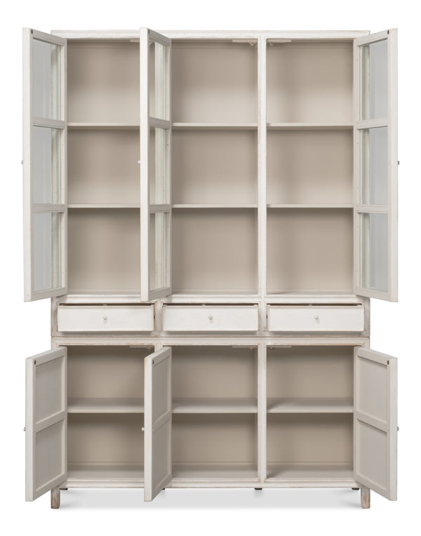 Sarreid Simplicity Bookcase - Versatile Six Removable Shelves In Reclaimed Pine With Antique White Wash Finish White  40372