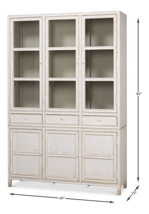 Sarreid Simplicity Bookcase - Versatile Six Removable Shelves In Reclaimed Pine With Antique White Wash Finish White  40372