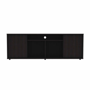 HomeRoots 59" Black Open Shelving TV Stand - Stylish Storage for TVs Up to 65" with Cable Management & Versatility 403731