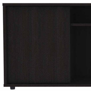 HomeRoots 59" Black Open Shelving TV Stand - Stylish Storage for TVs Up to 65" with Cable Management & Versatility 403731