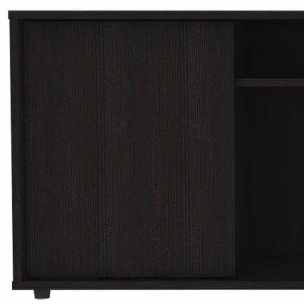HomeRoots 59" Black Open Shelving TV Stand - Stylish Storage for TVs Up to 65" with Cable Management & Versatility 403731