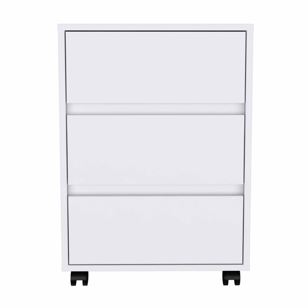 Homeroots 18" White Three Drawer Rolling Cabinet  Manufactured Wood 403736