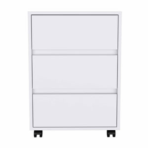 Homeroots 18" White Three Drawer Rolling Cabinet  Manufactured Wood 403736