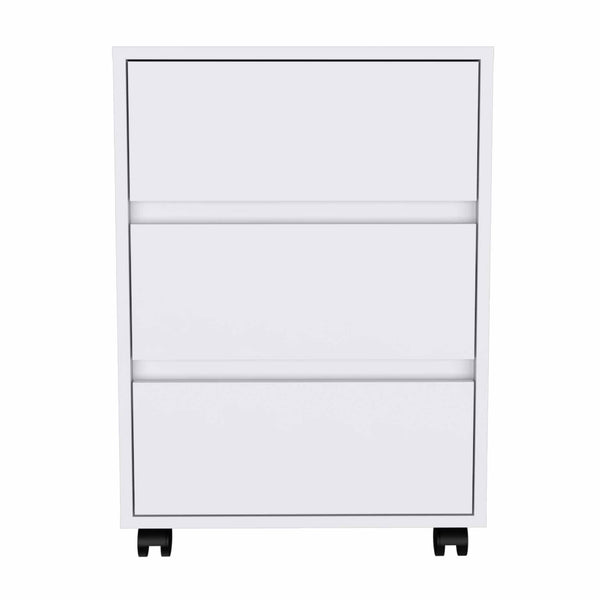 Homeroots 18" White Three Drawer Rolling Cabinet  Manufactured Wood 403736