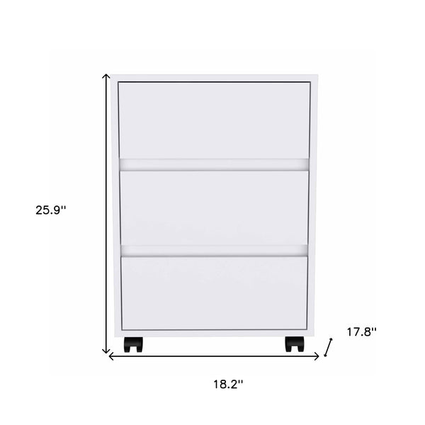 Homeroots 18" White Three Drawer Rolling Cabinet  Manufactured Wood 403736