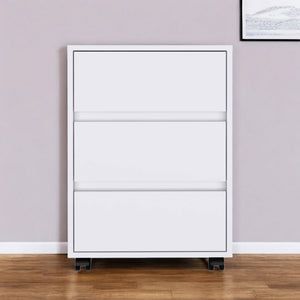 Homeroots 18" White Three Drawer Rolling Cabinet  Manufactured Wood 403736