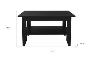 HomeRoots 32" Black Wengue Coffee Table with Shelf – Modern Design for Stylish Living Room & Practical Storage 403740