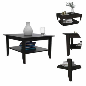 Homeroots 32" Black Coffee Table With Shelf   403740