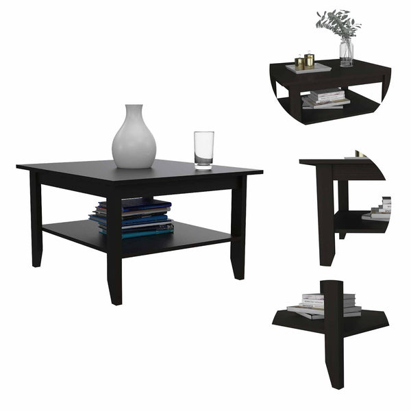 Homeroots 32" Black Coffee Table With Shelf   403740
