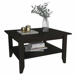 Homeroots 32" Black Coffee Table With Shelf   403740