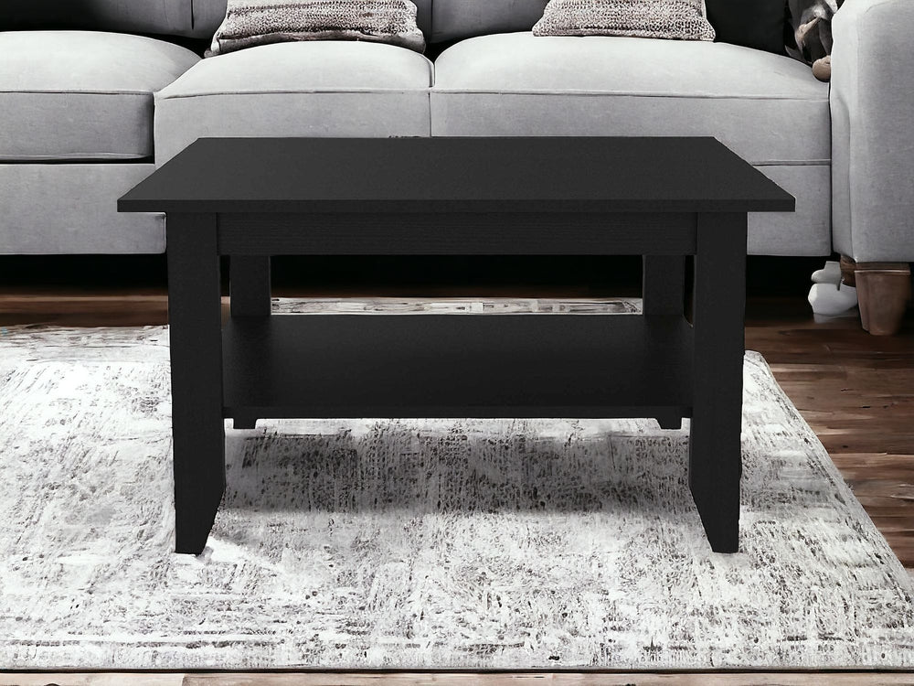 Homeroots 32" Black Coffee Table With Shelf   403740