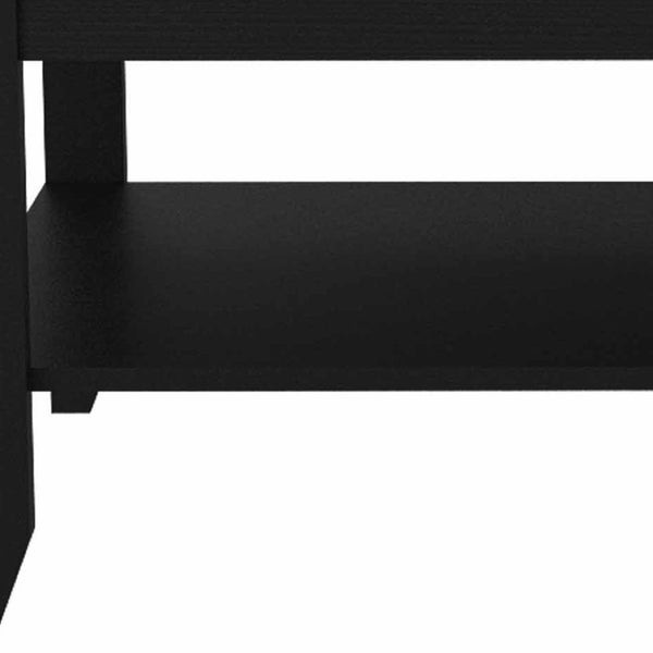 HomeRoots 32" Black Wengue Coffee Table with Shelf – Modern Design for Stylish Living Room & Practical Storage 403740