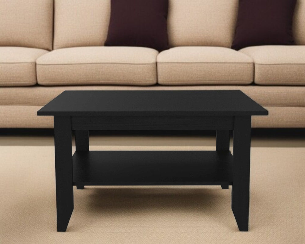 HomeRoots 32" Black Wengue Coffee Table with Shelf – Modern Design for Stylish Living Room & Practical Storage 403740