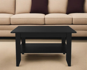 HomeRoots 32" Black Wengue Coffee Table with Shelf – Modern Design for Stylish Living Room & Practical Storage 403740