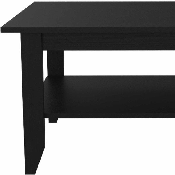 HomeRoots 32" Black Wengue Coffee Table with Shelf – Modern Design for Stylish Living Room & Practical Storage 403740