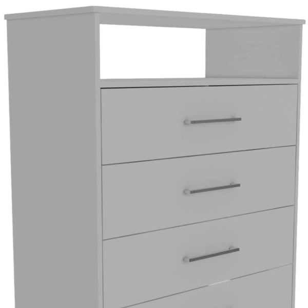 Homeroots Modern White Four Drawer Dresser With Hutch  Manufactured Wood 403742