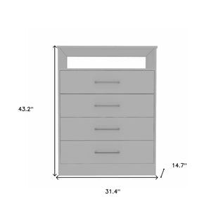 Homeroots Modern White Four Drawer Dresser With Hutch  Manufactured Wood 403742