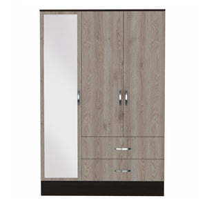 Homeroots 71" Brown And Black Mirrored Two Drawer Combo Dresser  Manufactured Wood 403744