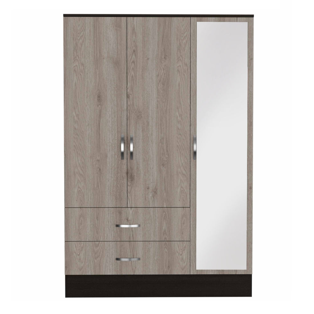 Homeroots 71" Brown And Black Mirrored Two Drawer Combo Dresser  Manufactured Wood 403744