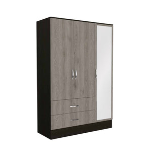 Homeroots 71" Brown And Black Mirrored Two Drawer Combo Dresser  Manufactured Wood 403744