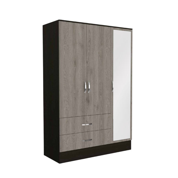 Homeroots 71" Brown And Black Mirrored Two Drawer Combo Dresser  Manufactured Wood 403744