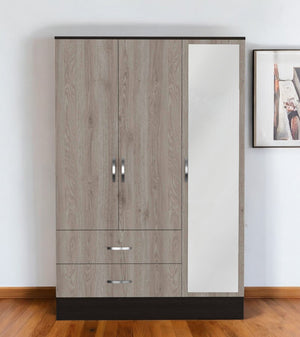 Homeroots 71" Brown And Black Mirrored Two Drawer Combo Dresser  Manufactured Wood 403744