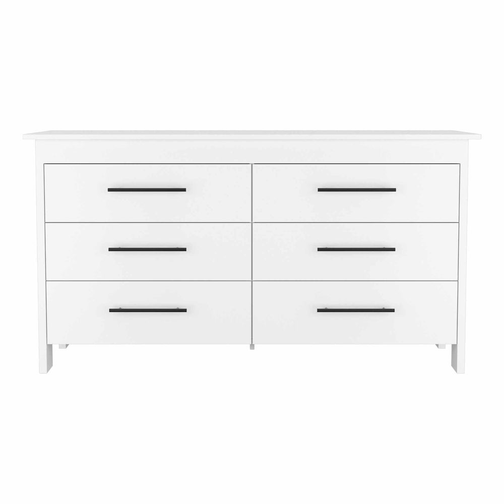 Homeroots 59" White Six Drawer Double Dresser  Manufactured Wood 403749