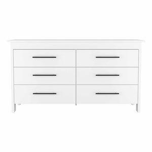 Homeroots 59" White Six Drawer Double Dresser  Manufactured Wood 403749