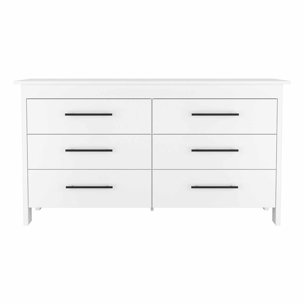 Homeroots 59" White Six Drawer Double Dresser  Manufactured Wood 403749