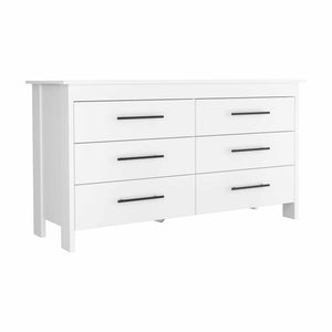 Homeroots 59" White Six Drawer Double Dresser  Manufactured Wood 403749