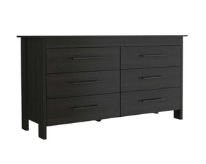 Homeroots 59" Black Six Drawer Double Dresser  Manufactured Wood 403750
