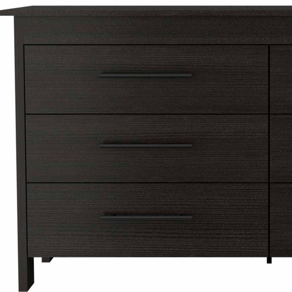 Homeroots 59" Black Six Drawer Double Dresser  Manufactured Wood 403750