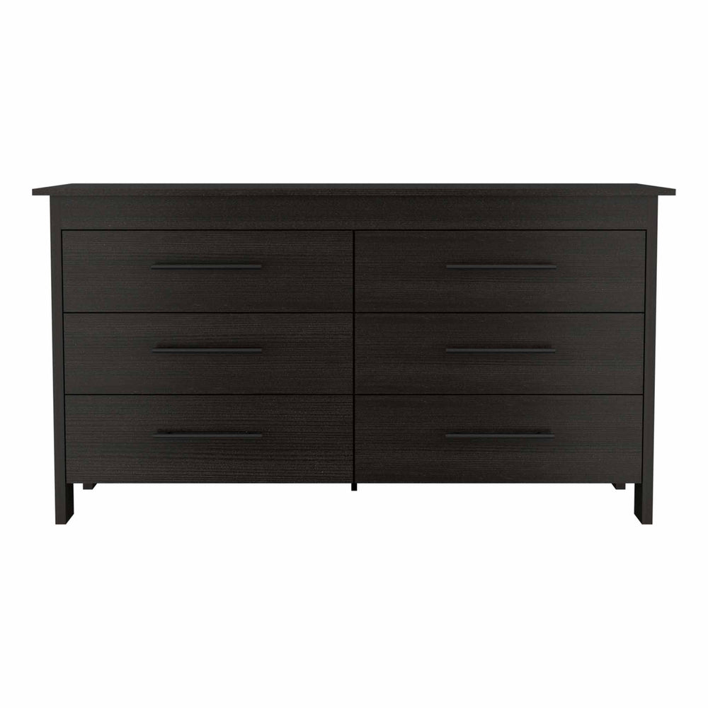 Homeroots 59" Black Six Drawer Double Dresser  Manufactured Wood 403750