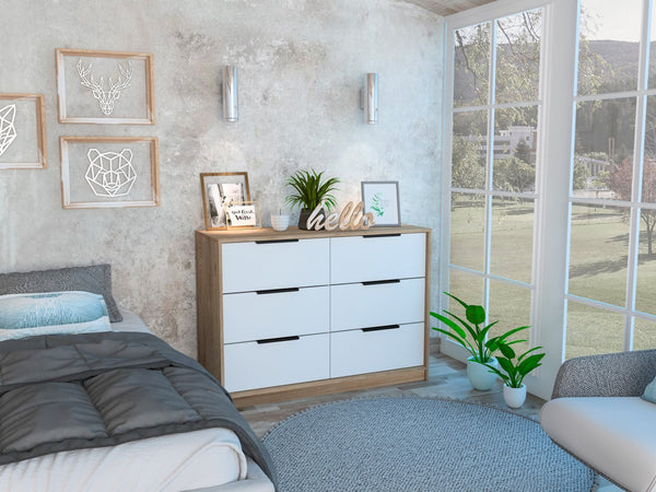 Homeroots 42" Brown And White Four Drawer Dresser  Manufactured Wood 403751