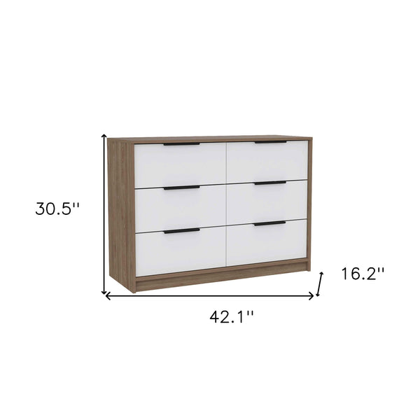 Homeroots 42" Brown And White Four Drawer Dresser  Manufactured Wood 403751