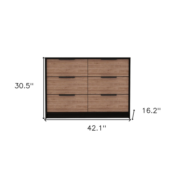 Homeroots 42" Brown And Black Four Drawer Dresser  Manufactured Wood 403752