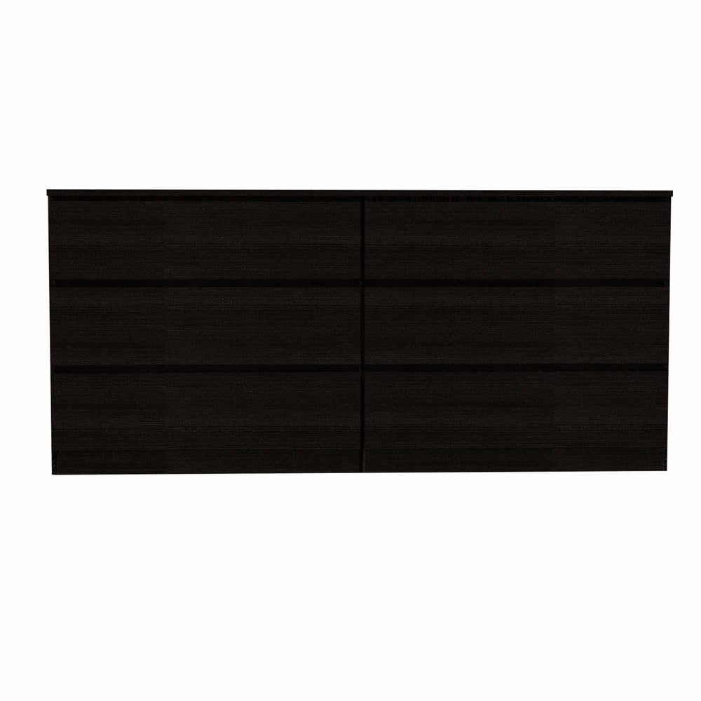 Homeroots 60" Black Six Drawer Double Dresser  Manufactured Wood 403757