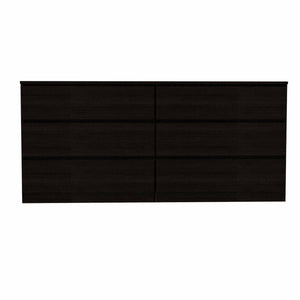 Homeroots 60" Black Six Drawer Double Dresser  Manufactured Wood 403757
