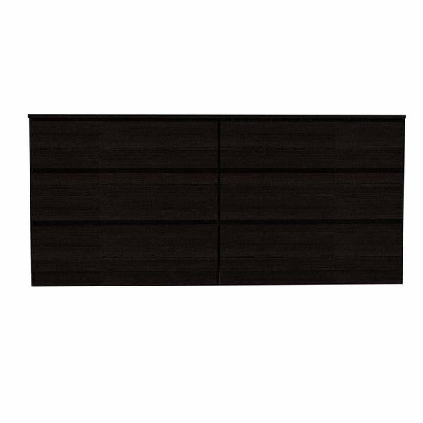 Homeroots 60" Black Six Drawer Double Dresser  Manufactured Wood 403757