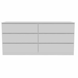 Homeroots 60" White Six Drawer Double Dresser  Manufactured Wood 403758