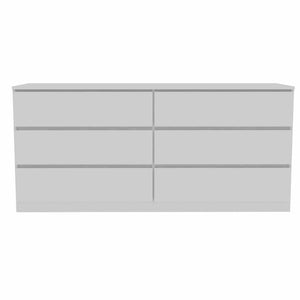 Homeroots 60" White Six Drawer Double Dresser  Manufactured Wood 403758