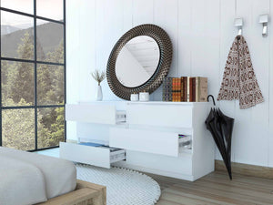 Homeroots 60" White Six Drawer Double Dresser  Manufactured Wood 403758