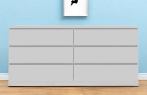 Homeroots 60" White Six Drawer Double Dresser  Manufactured Wood 403758