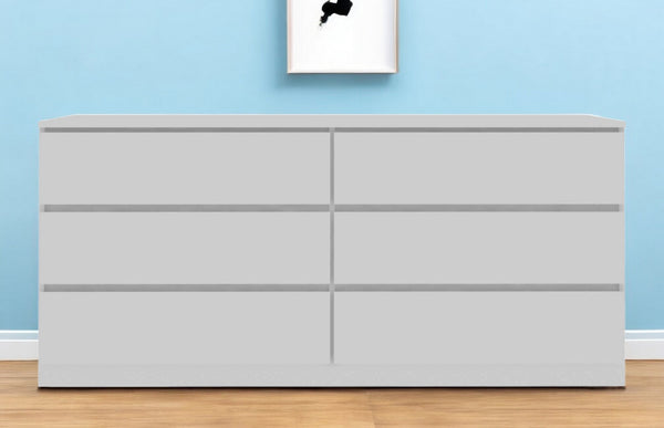 Homeroots 60" White Six Drawer Double Dresser  Manufactured Wood 403758