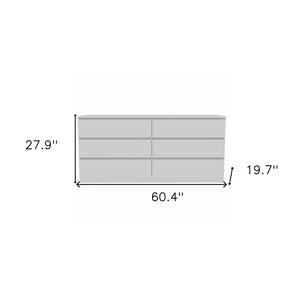 Homeroots 60" White Six Drawer Double Dresser  Manufactured Wood 403758
