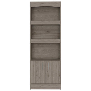 HomeRoots 71" Three Tier Bookcase with Doors - Durable, Space-Saving Storage for Books & Décor in Any Room 403759