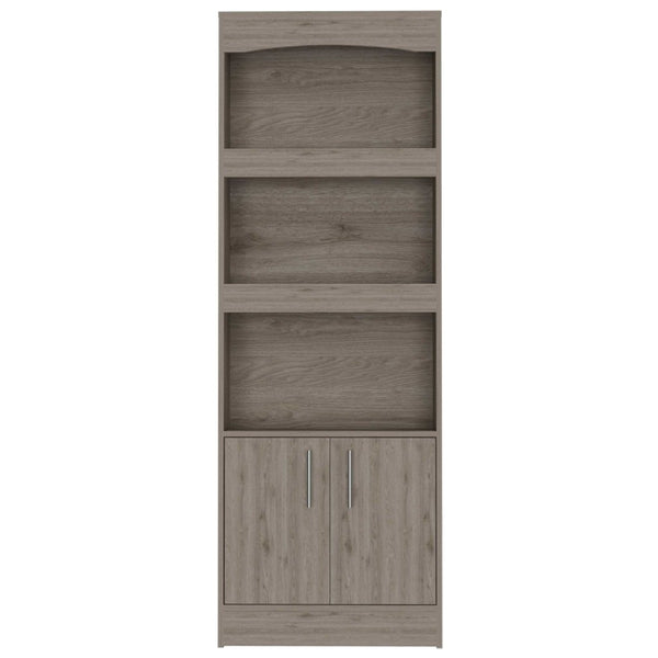 HomeRoots 71" Three Tier Bookcase with Doors - Durable, Space-Saving Storage for Books & Décor in Any Room 403759